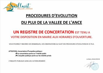EVOLUTION PLUI DE LA VALLEE DE L'ANCE - REGISTRE DE CONCERTATION